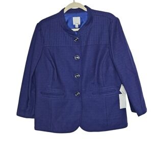 Halogen NWT‎ Blazer Jacket Blue Button Up Closure Cotton Workwear Office size XL
